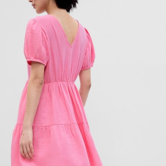 GAP Pink Gauze Mini Dress Ruffles Breezy Summer XXS - Picture 2 of 9